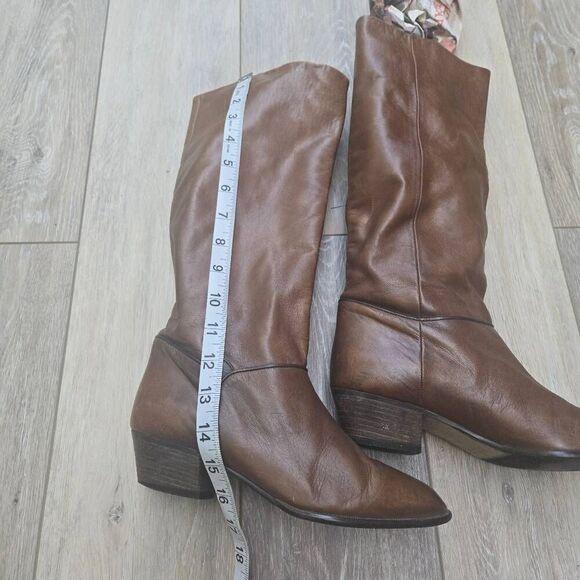 Peter Kaiser brown leather calf height boots women's 6.5 elastomere west Germany - Picture 9 of 13